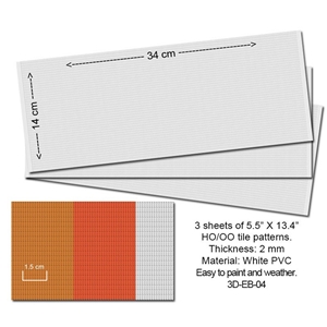 Geprägte PVC-Platten (Dachziegel) 3-tlg. 14X34 cm Stärke: 2