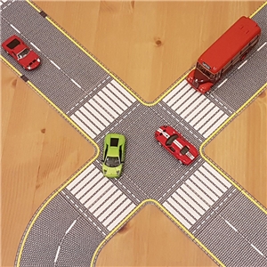 P3D-UV-01 HO Scale UV Printed 3D PVC Road Set (Cobblestone) crossroads