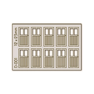 10 Stk. Tür mit Doppelfenster 12X23mm H0/00