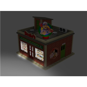 PLS-042 O Scale Hardware Shop w/Rotating Banner and Window Lights