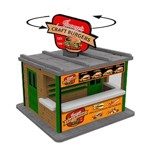 O Scale Jimmy's Burger Booth w/Rotating Banner and Illuminat