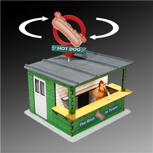 "Hot Dog-Stand beleuchtet, rotierendes Reklameschild (Laserg"