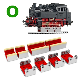 Set mit 4 Stück Rollböcke + Reinigungsfilze für Spur 0