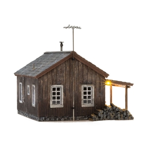 WBR4955 N scale Rustic Cabin Side View 2