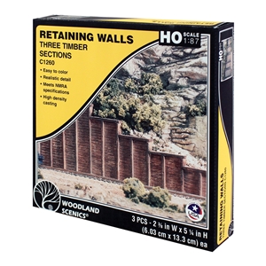 HO Timber Retaining Wall (x3)