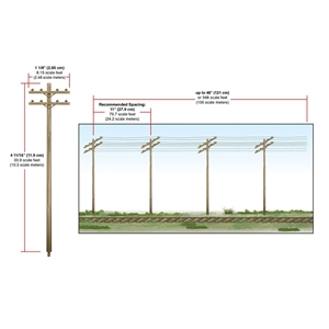 WUS2266 HO Wired Poles Double Crossbar Dims